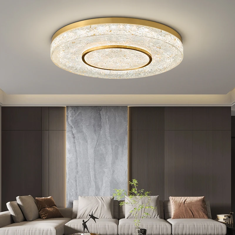 全铜书房卧室主灯吸顶灯轻奢后现代简约客厅餐厅水晶树脂圆形灯具