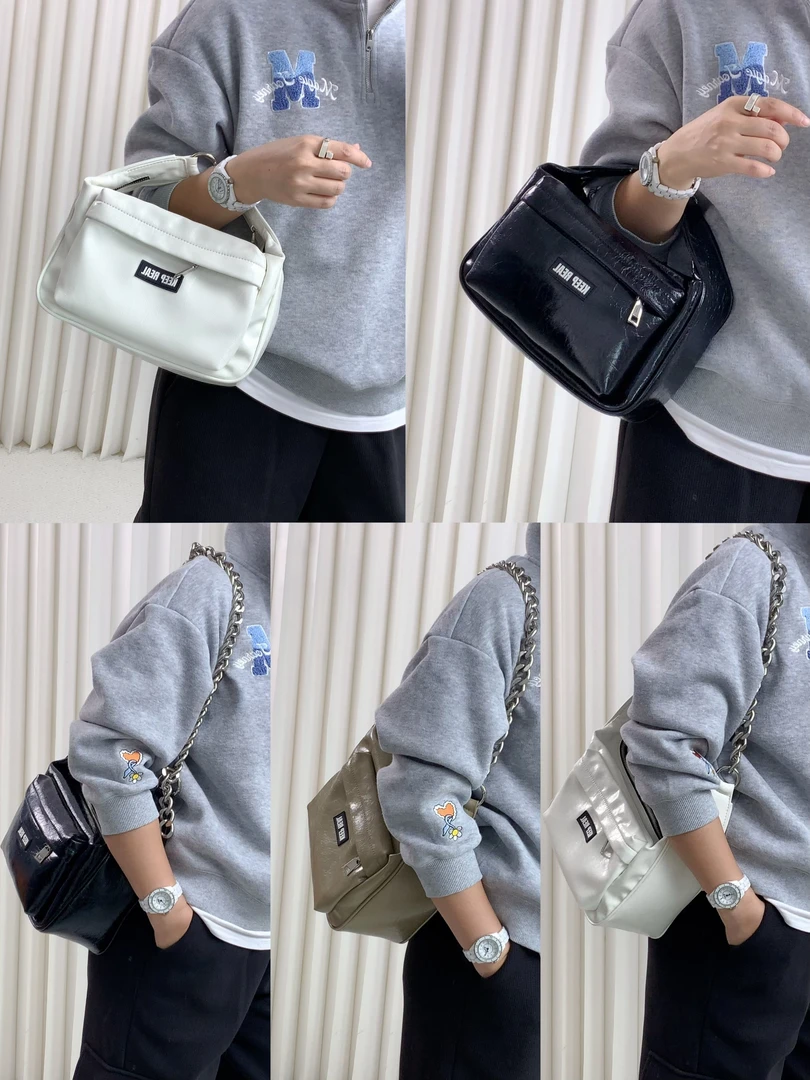 2024秋冬真皮斜挎包链条包便当盒手提包饭盒包柔软油蜡牛皮女包