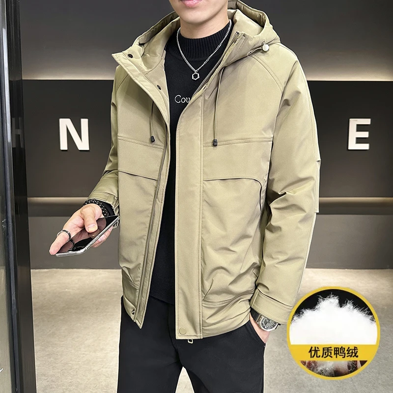 男士秋冬季潮流连帽工装羽绒服休闲宽松韩版加厚御寒时尚百搭外套
