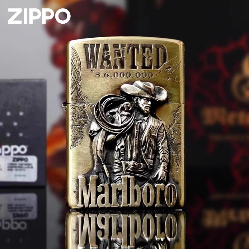 zippo官方正品打火机 万宝路悬赏令外壳贴章防风煤油送男朋友礼物