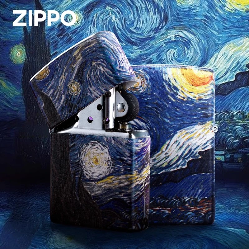 zippo打火机 梵高星空油画彩印创意个性防风煤油DYJ1