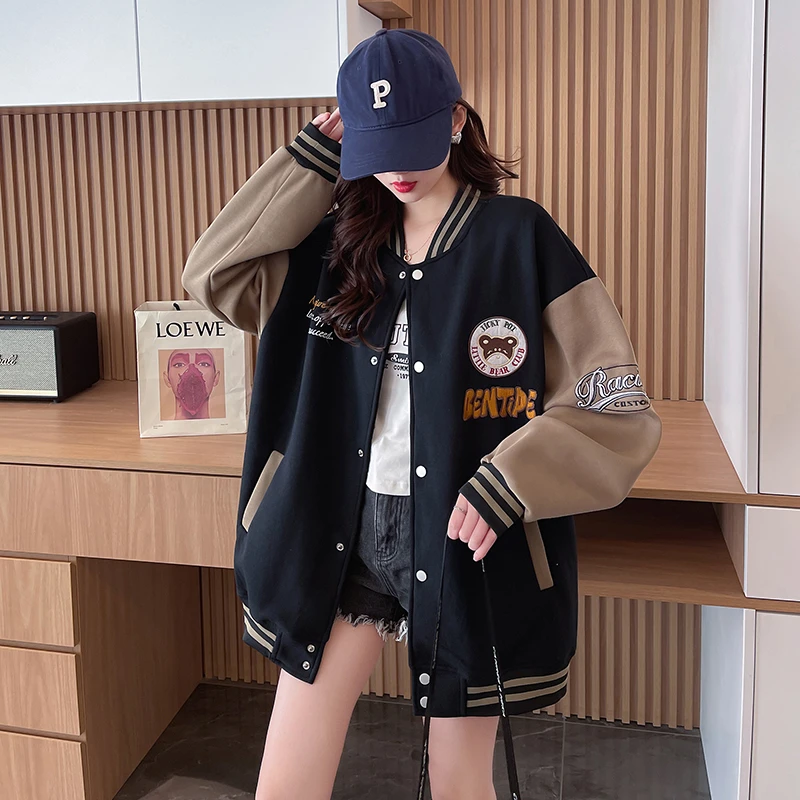 长袖卫衣女外套春秋12少女13初中学生15大童16宽松棒球服夹克上衣