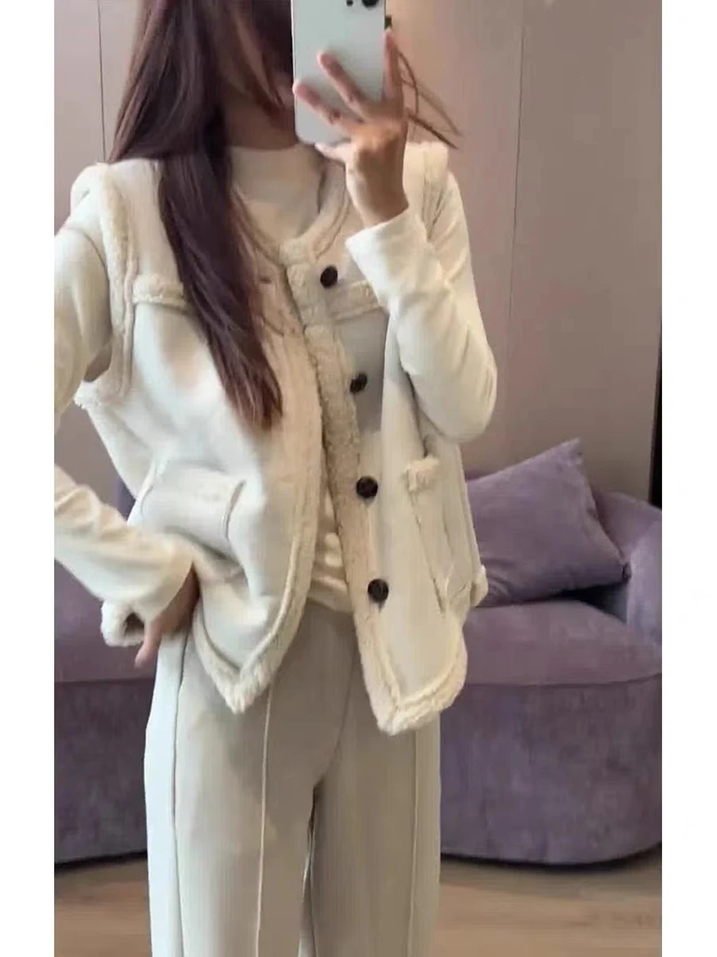 仿皮毛一体马甲女秋冬季新款今年流行超好看外穿马夹外套上衣