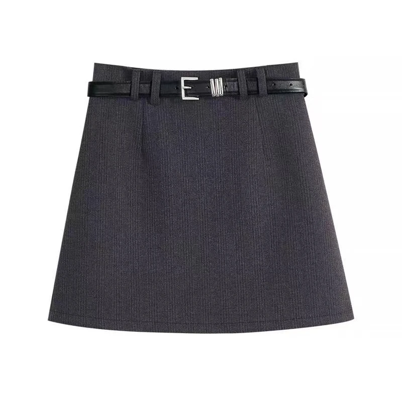 【下单送腰带】新款毛呢a字裙半身裙女秋冬韩版高腰显瘦遮胯防走光