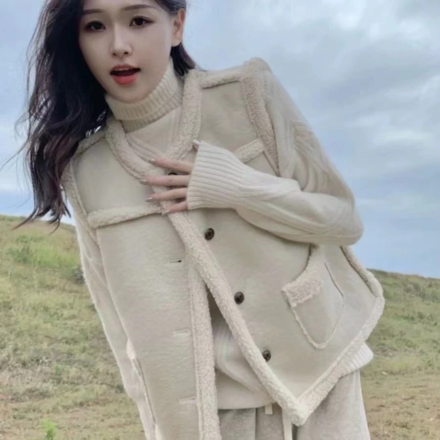 仿皮毛一体马甲女秋冬季新款超好看外穿马夹83188