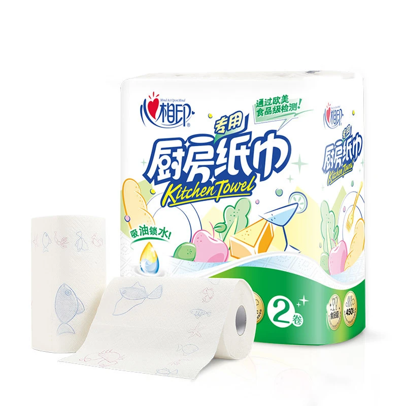 心相印厨房专用纸巾厨用卷纸吸油吸水纸加厚擦油纸实惠装8卷 大卷