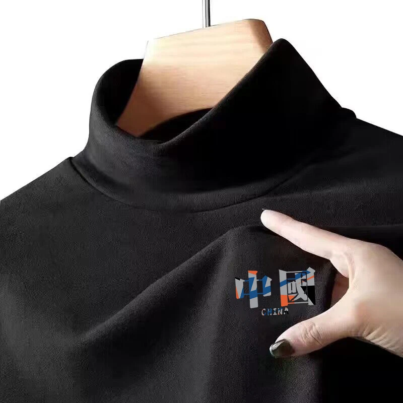 德绒恒温保暖内衣加绒修身内搭男士打底衫半高领纯色长袖t恤秋衣