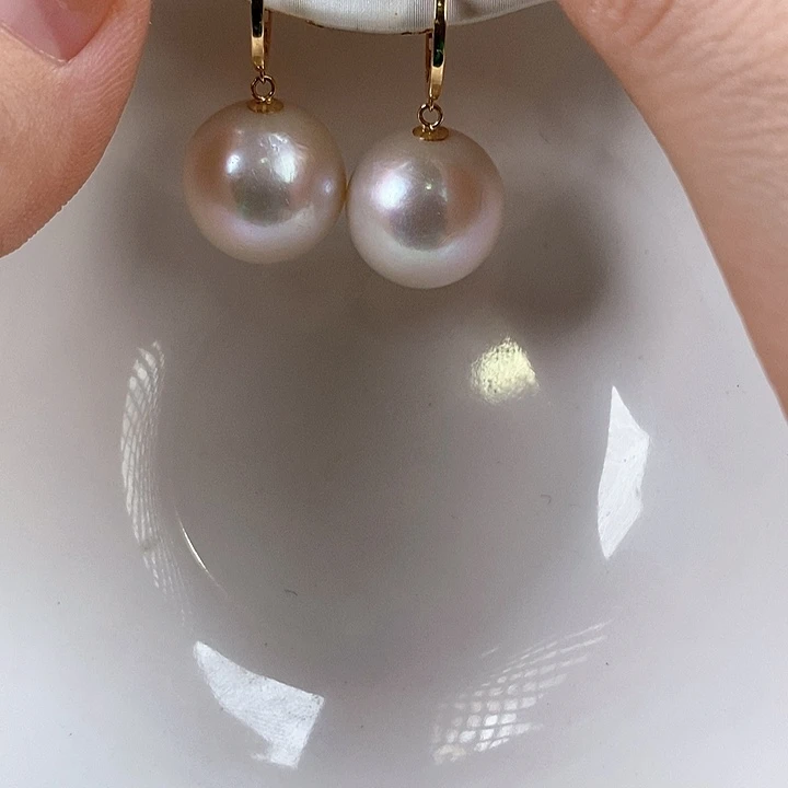 淡水珍珠耳饰18K金镶嵌
