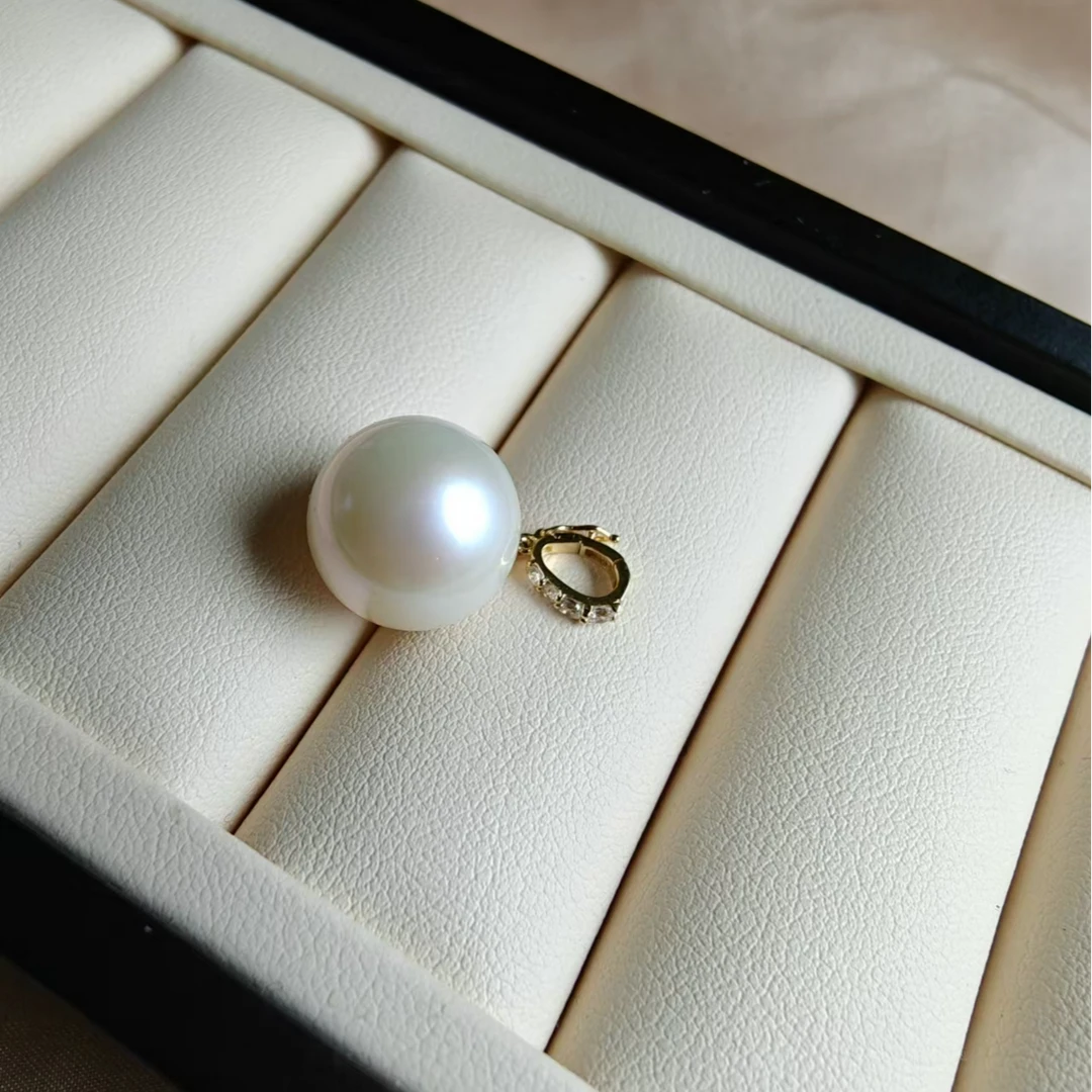 淡水珍珠18k万能扣珍珠吊坠13-14mm（不含链）百搭简约