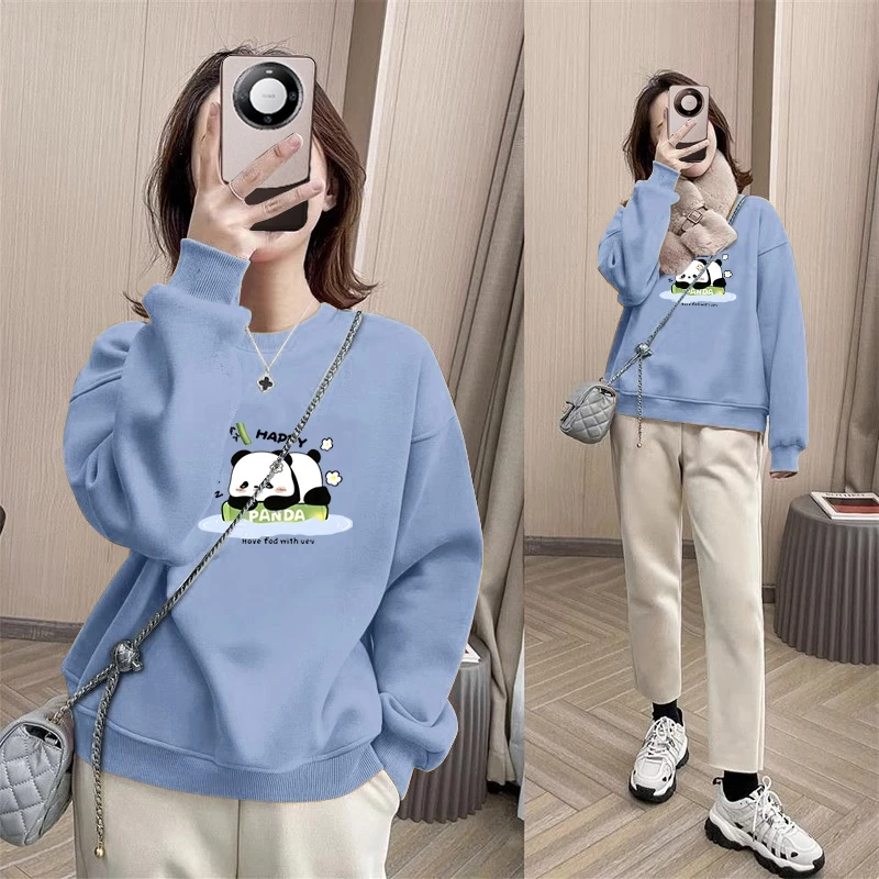 重磅棉女士长袖卫衣秋款上衣女韩版宽松小个子短款打底衫春秋款