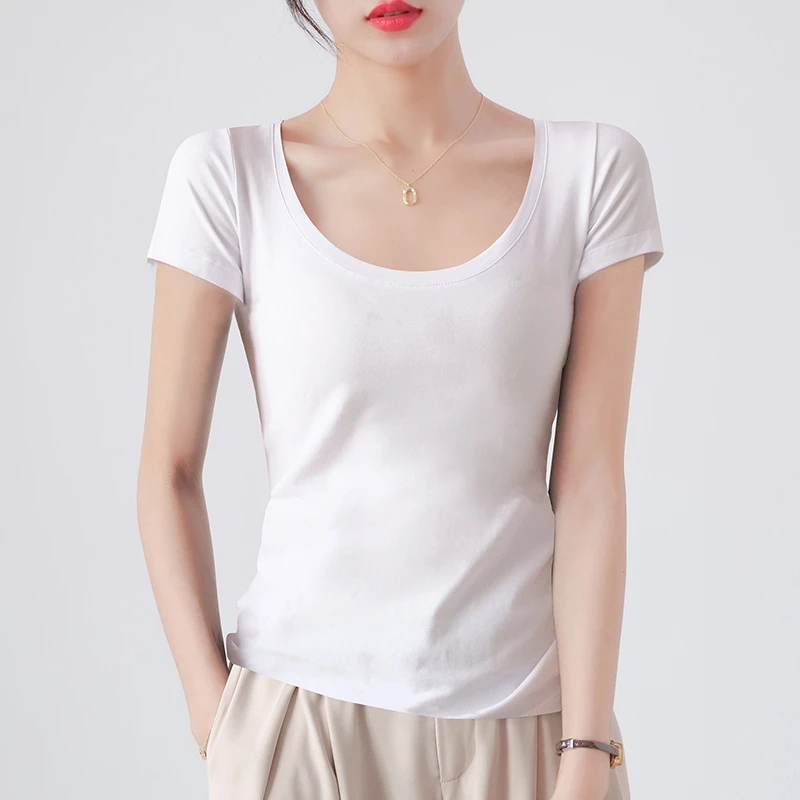 短袖t恤女白色紧身短款体恤夏季新款半袖修身内搭打底衫上衣
