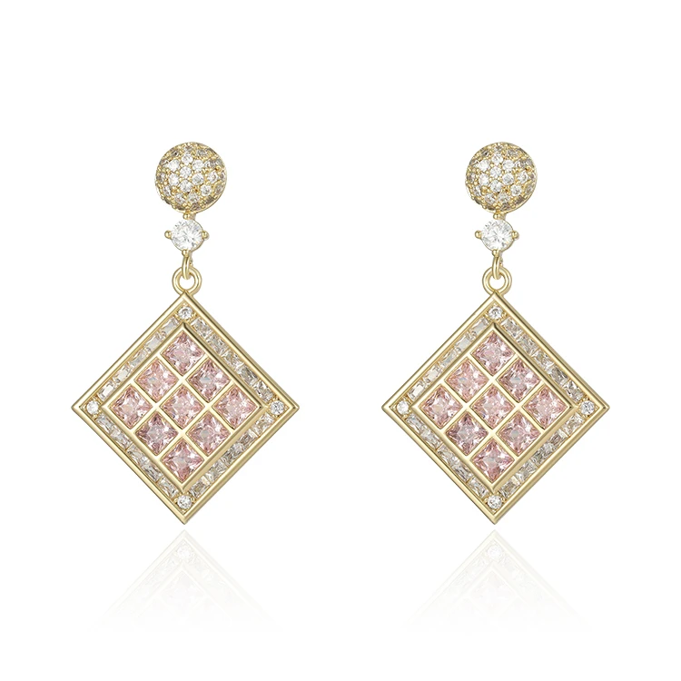 XUPING/旭平首饰 合金合成锆石耳饰 春日焕新方块 GDY X000958519