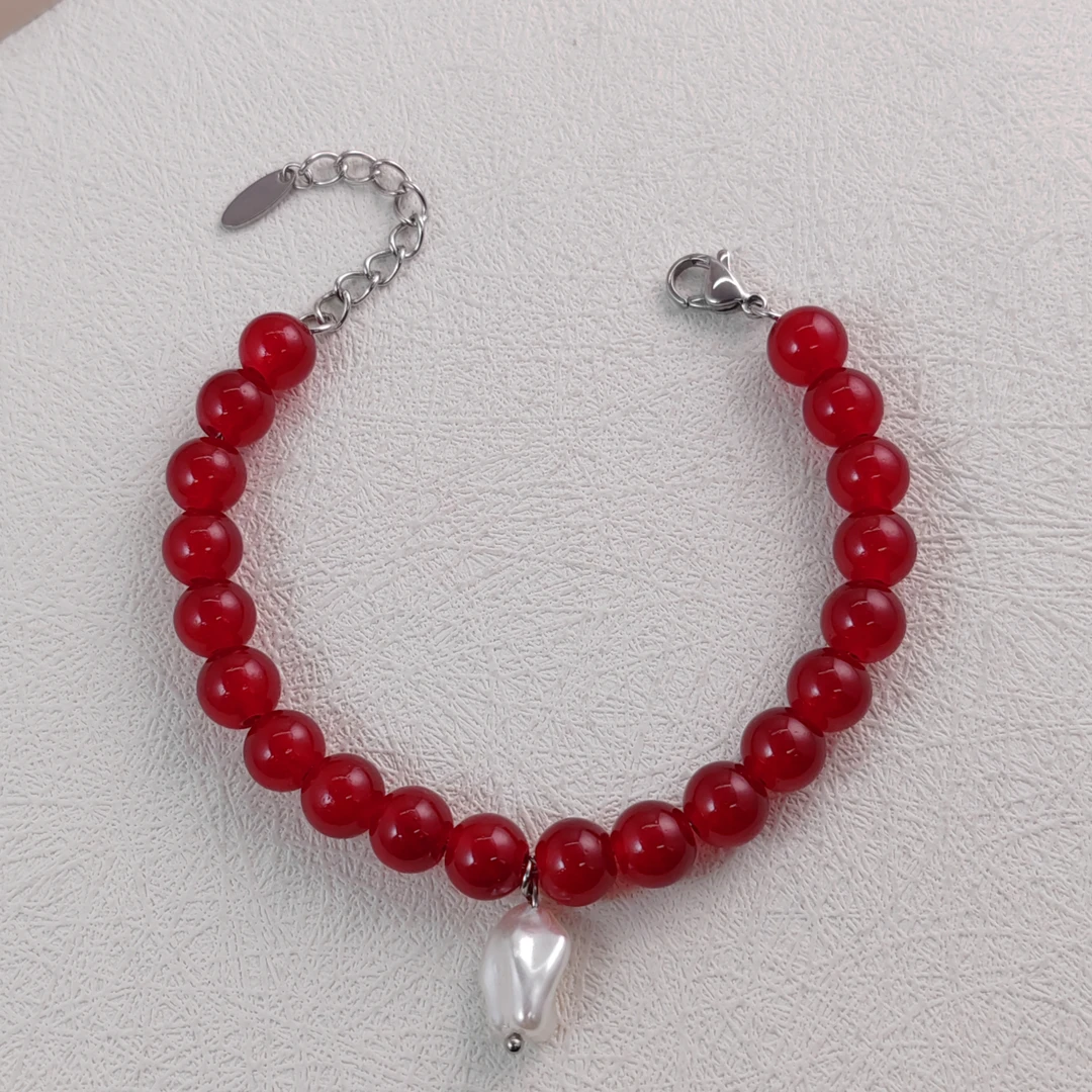 XUPING/旭平首饰 不锈钢仿珍珠手链 新年红色送人 GDJ T001035033