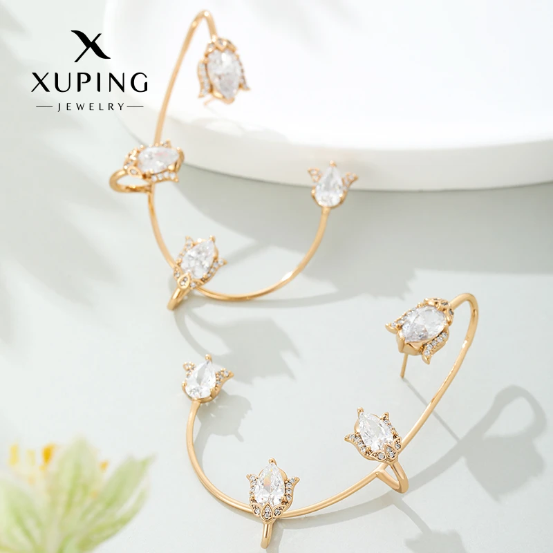 XUPING/旭平首饰 合金合成锆石耳饰 春日焕新耳挂 GDX X000884224