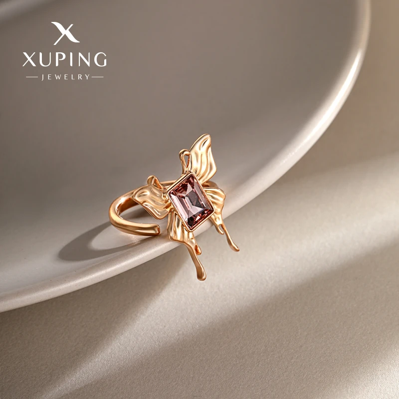 XUPING/旭平首饰 合金仿水晶戒指 风感波粒蝴蝶 GDJ X000685025