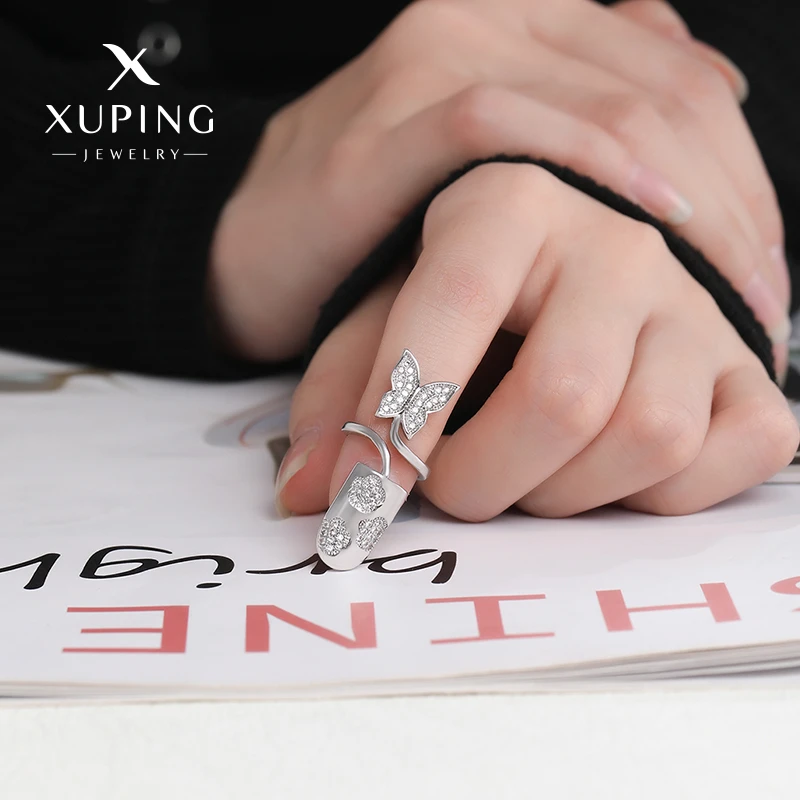 XUPING/旭平首饰 合金合成锆石戒指 可调节指甲戒GDX X000872486