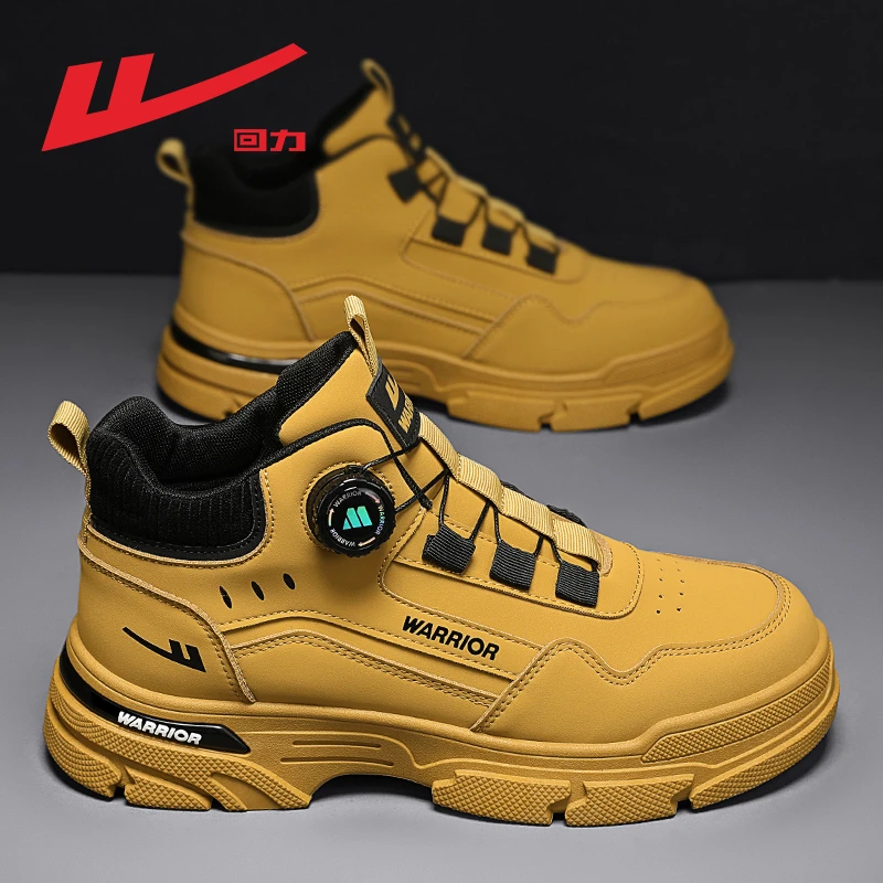 回力男鞋马丁靴冬季新款厚底工装靴增高男款鞋子雅丹风大黄靴潮鞋