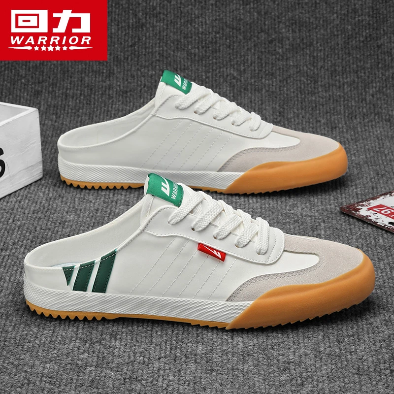 回力帆布鞋男款夏季透气半拖鞋懒人一脚蹬休闲平板鞋2025新款潮鞋