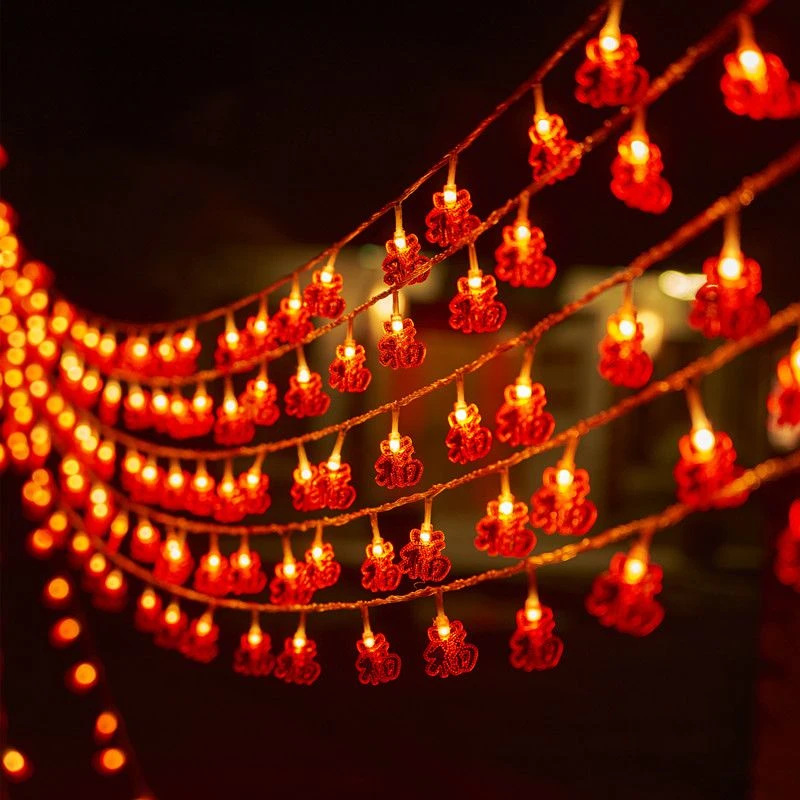 led过年彩灯福字灯中国结挂灯春节红灯笼串灯房间装饰灯庭院装扮