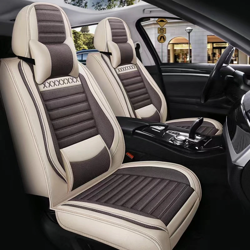 腰靠款26新款汽车坐垫四季通用亚麻布艺座套全包舒适透气