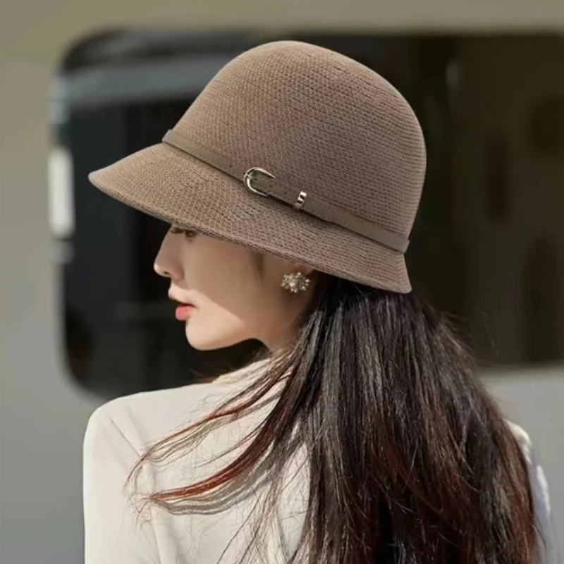 女士简约遮阳帽前长后短法式风皮带款防晒帽时尚洋气出行必备礼帽
