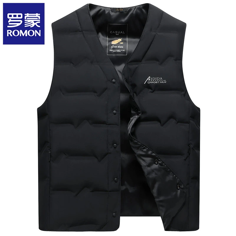罗蒙羽绒马甲男轻薄款春秋冬季新款鸭绒保暖背心坎肩休闲马夹外套