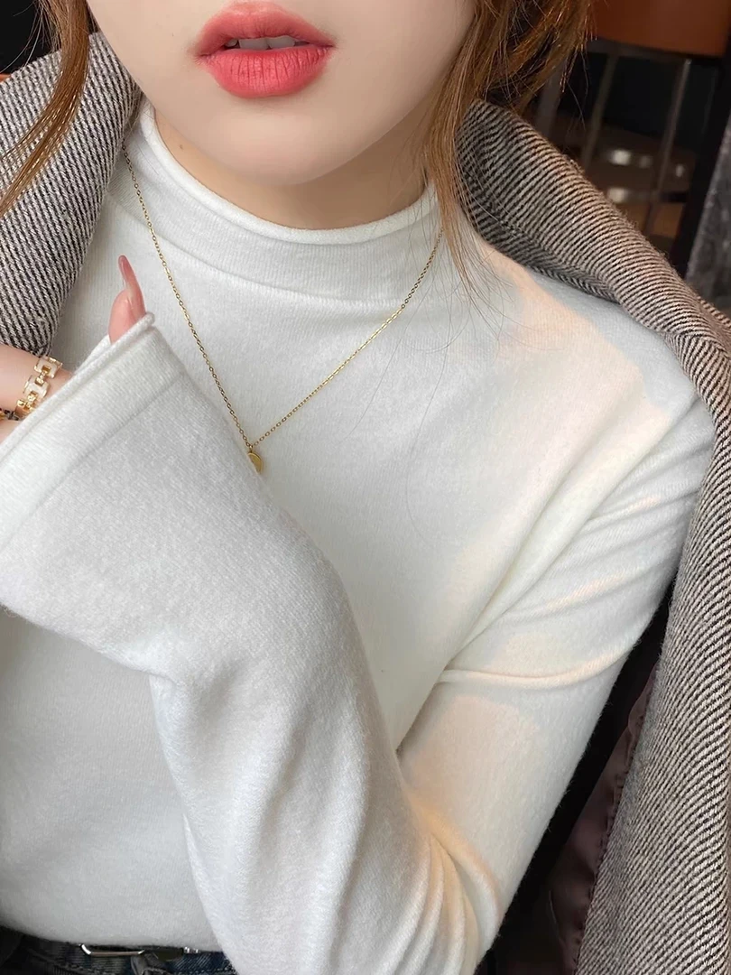 【左卡外贸】～直播福利～卷边领半高领打底衫长袖针织上衣秋冬毛衣