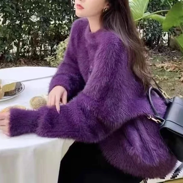 2024新款毛衣女慵懒风大码春秋加厚中长款上衣圆领针织衫打底外搭