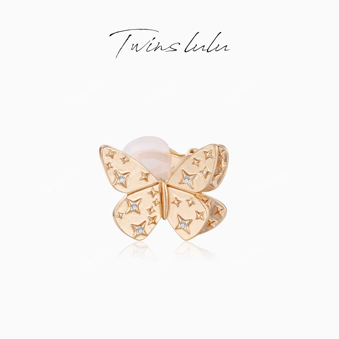 铜合金合成锆石耳饰  轻奢气质时尚百搭蝴蝶四芒星耳骨夹TSL2018