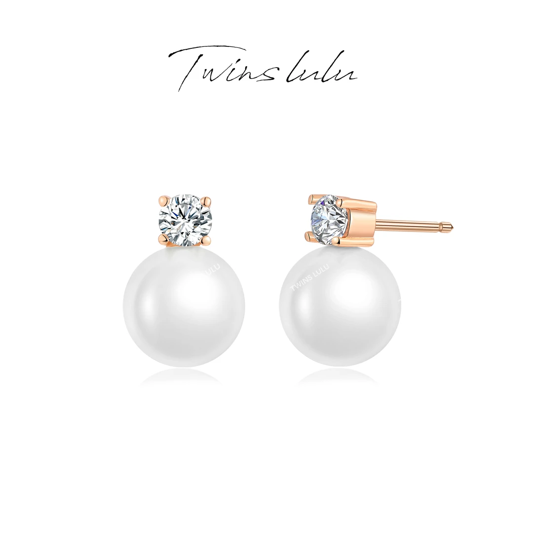 铜合金合成锆石耳饰  轻奢气质时尚百搭简约镶嵌珠珠耳环TSL2387