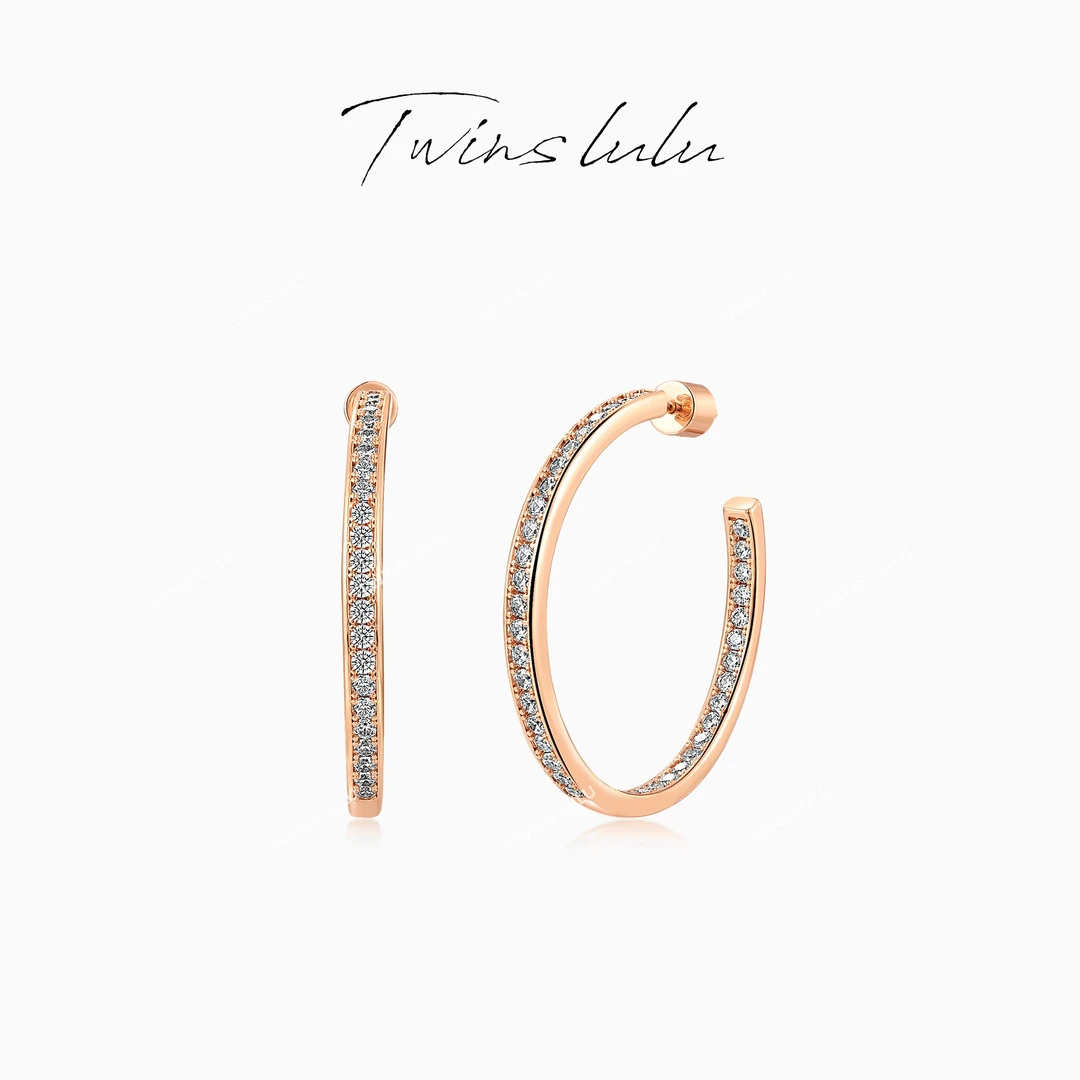 铜合金合成锆石耳饰  轻奢简约小众时尚百搭经典C形耳环TSL2388
