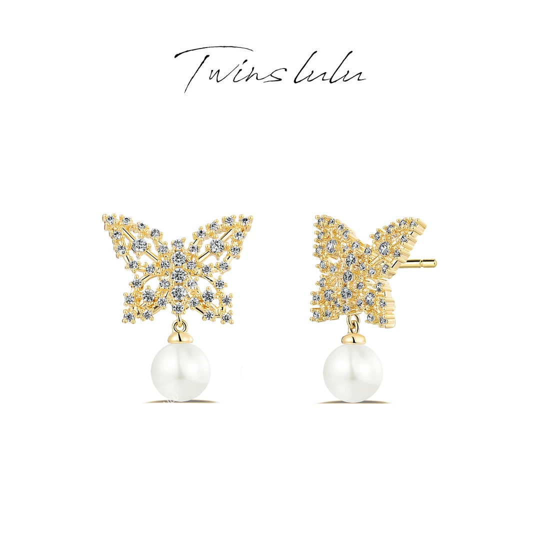 铜合金合成锆石耳饰 【春上新】立体【帕皮永】蝴蝶耳环TSL1783