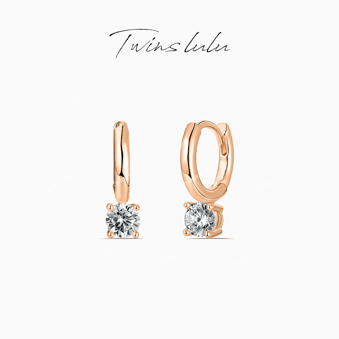 铜合金合成锆石耳饰 镶嵌高碳指环型卡扣小圈时尚耳环TSL693