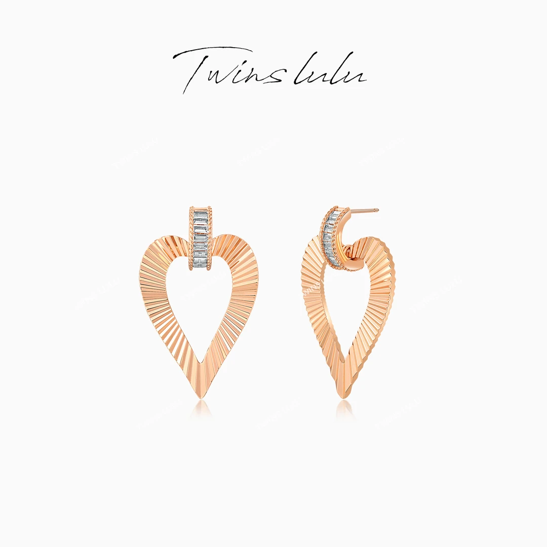TWINS LULU 镀k金【春上新】百搭爱心波浪纹耳环TSL2203