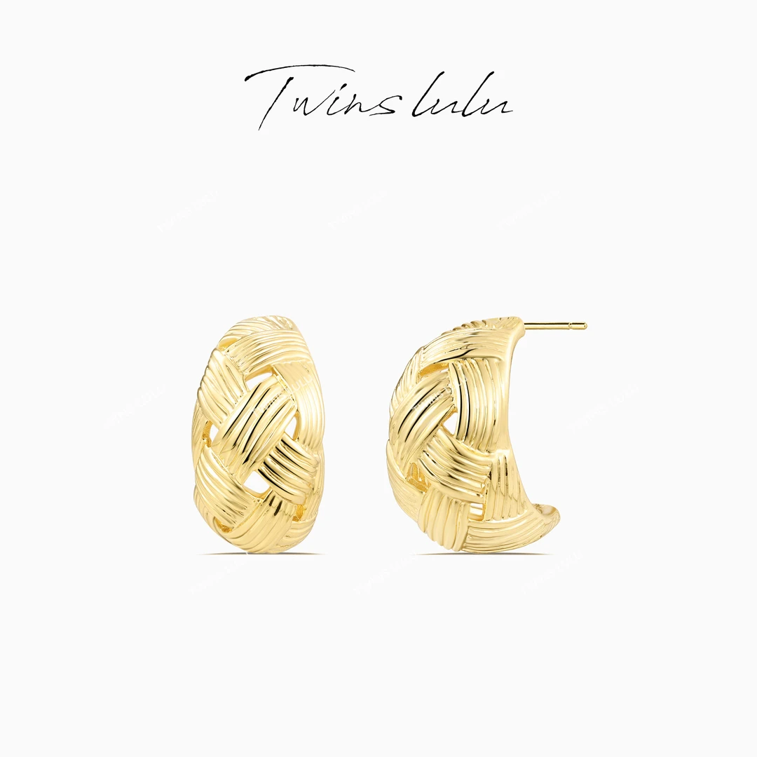 铜合金耳饰 【春上新】轻奢气质百搭交叉编织耳环TSL1225