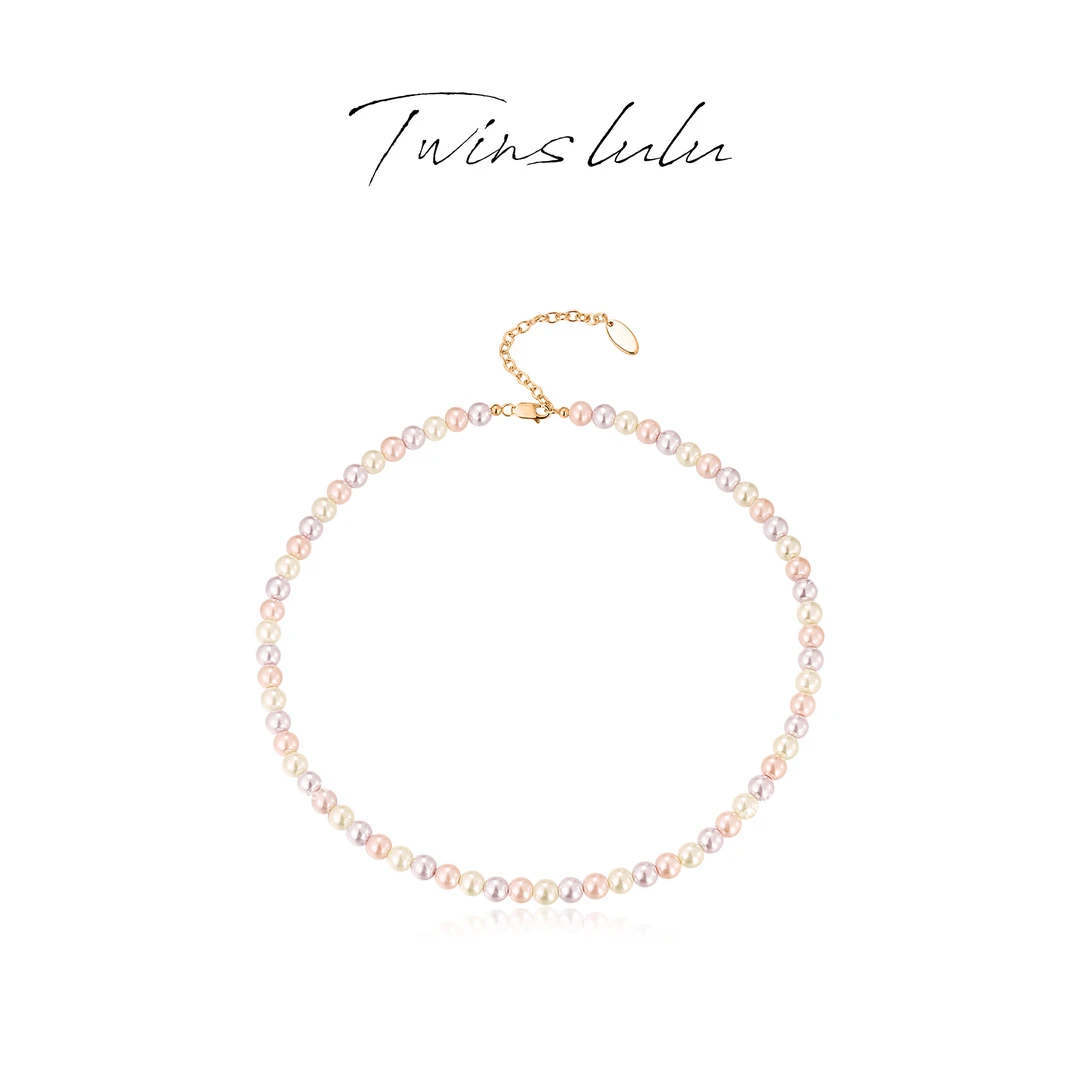 坠链均925银仿珍珠 法式轻奢气质时尚百搭多彩珠珠项链TSJ9820