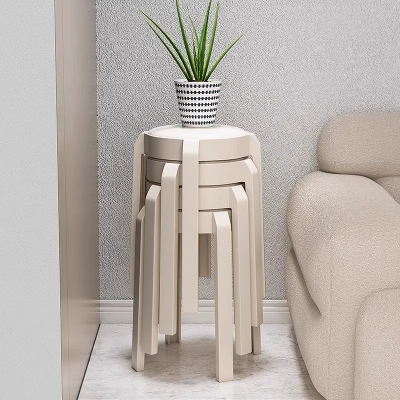 挪威软包凳子家用结实耐用加厚可叠放轻奢高级感塑料圆凳独凳备用