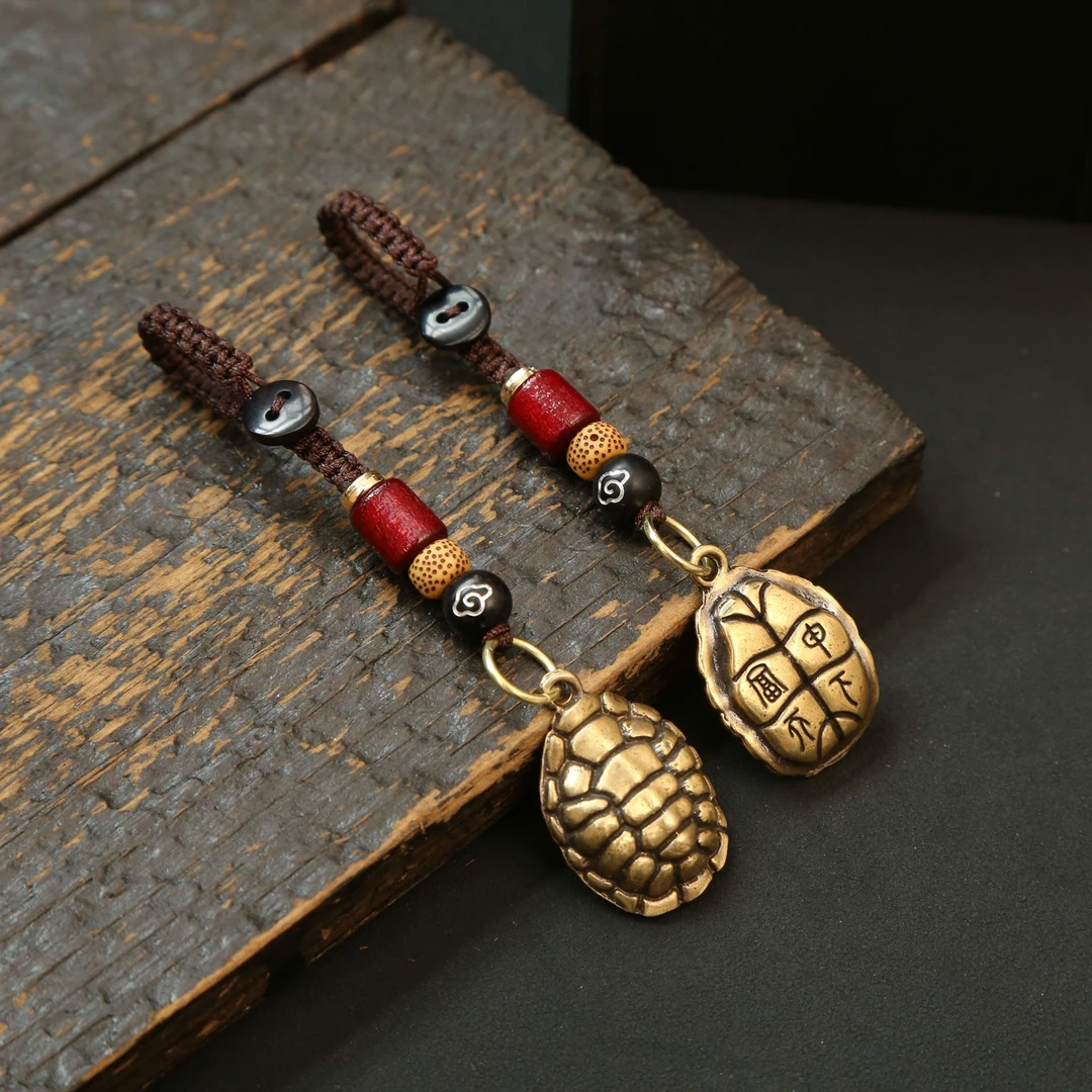 黄铜富甲天下龟壳钥匙扣吊坠男女汽车钥匙包包挂件工艺品