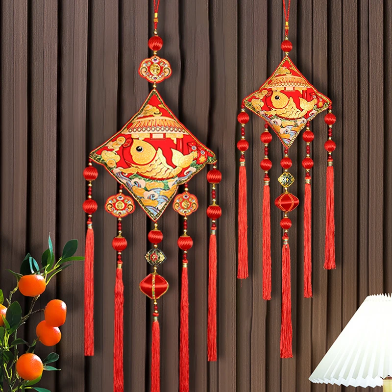 新年中国结福字挂件民族风国潮客厅玄关装饰方福鲤鱼乔迁装饰挂饰