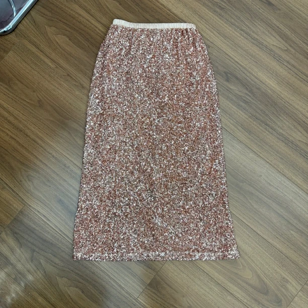 南油小挑剔鉴设计师百搭显瘦橡皮筋腰头小珠片包臀裙微鱼尾摆半裙