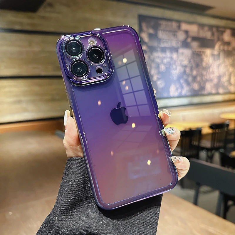 适用于苹果15手机壳苹果13外壳14手机壳12七彩电镀晶炫全包高级11
