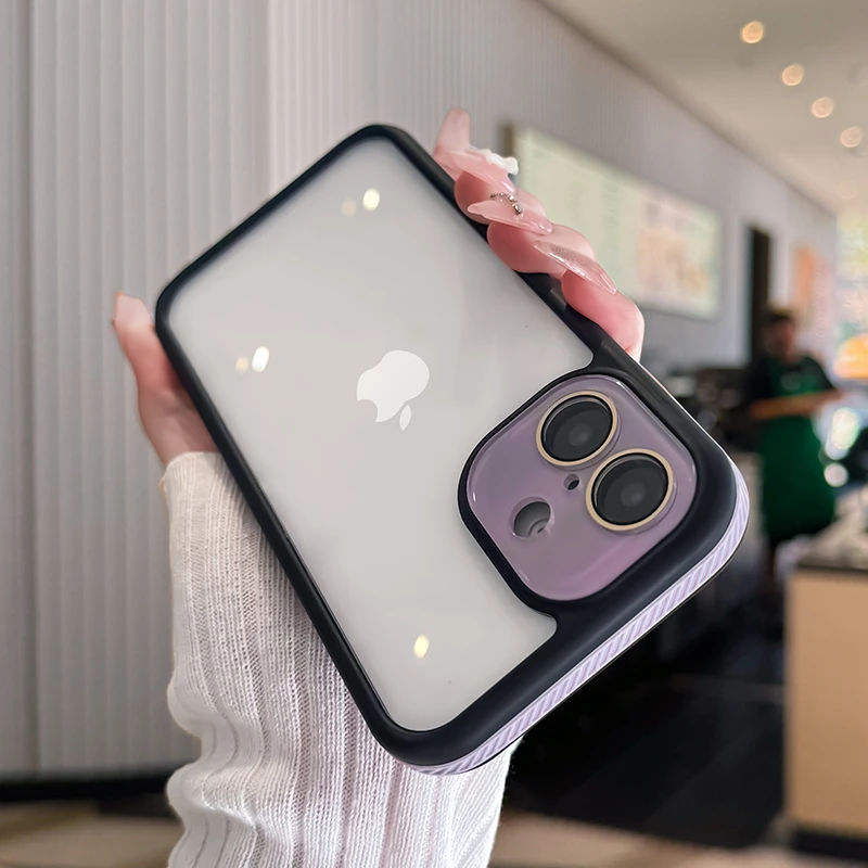 适用于iPhone16手机壳15保护壳防撞高档简约14透明全包带镜头膜13