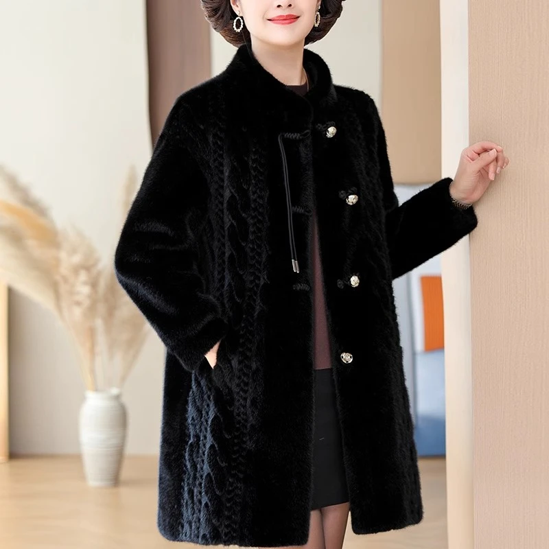 【正品 新中式】冬季设计师款妈妈装国风中长款百搭加厚女士外套