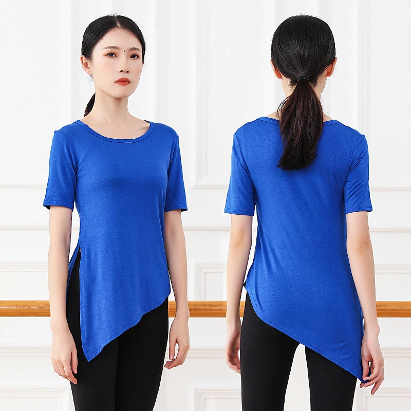 古典现代舞练功形体服女莫代尔短袖上衣春夏宽松瑜伽服教师舞蹈服