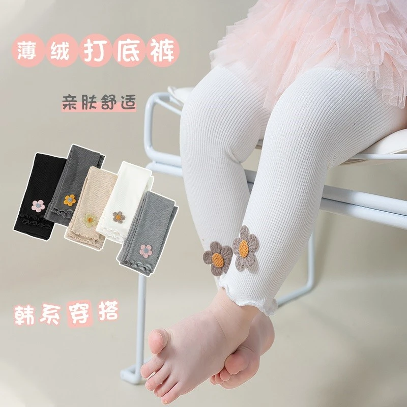 宝宝连裤袜春秋棉儿童加厚薄绒连体袜女连脚婴儿大pp白色打底裤