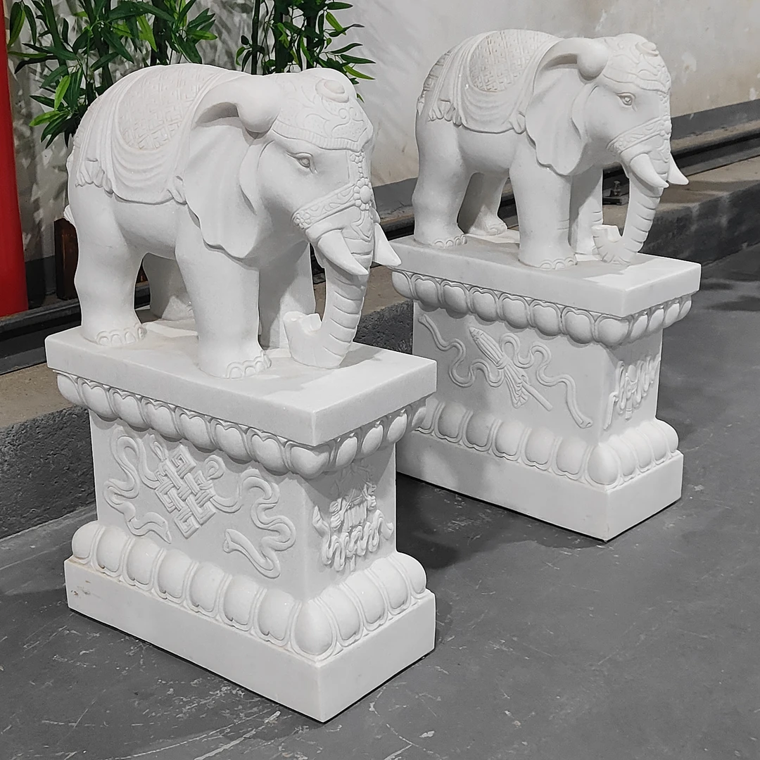 （聚达精选）门前摆件石象富贵象材质汉白玉雕刻包邮不含卸车和摆放