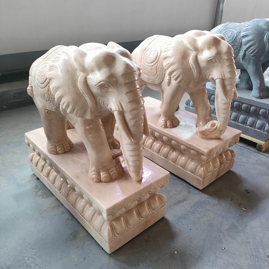 石雕大象吉祥石象。材质晚霞红。包邮不含卸货和摆放。