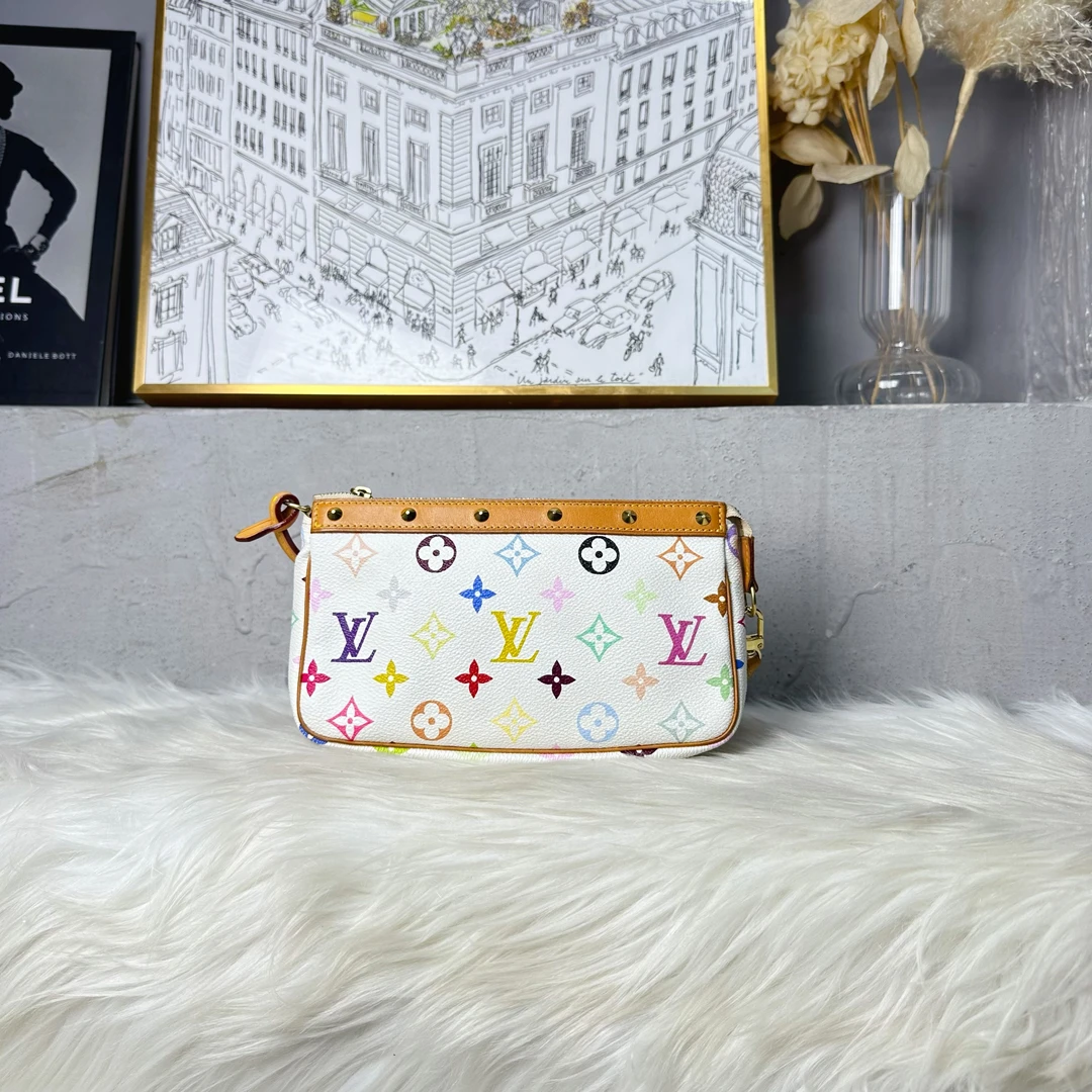 95新 LouisVuitton/路易威登 何为奢侈/ 大麻将包 白三彩/KX8695
