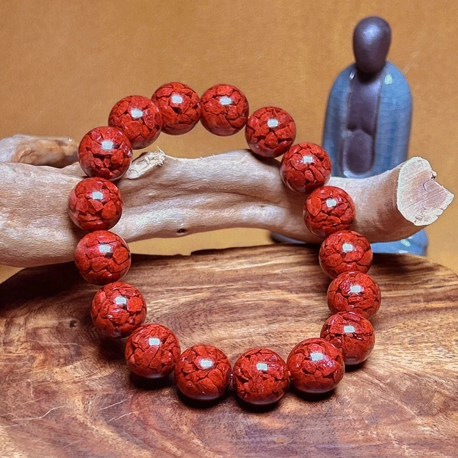 含辰砂工艺品14mm晶体手串