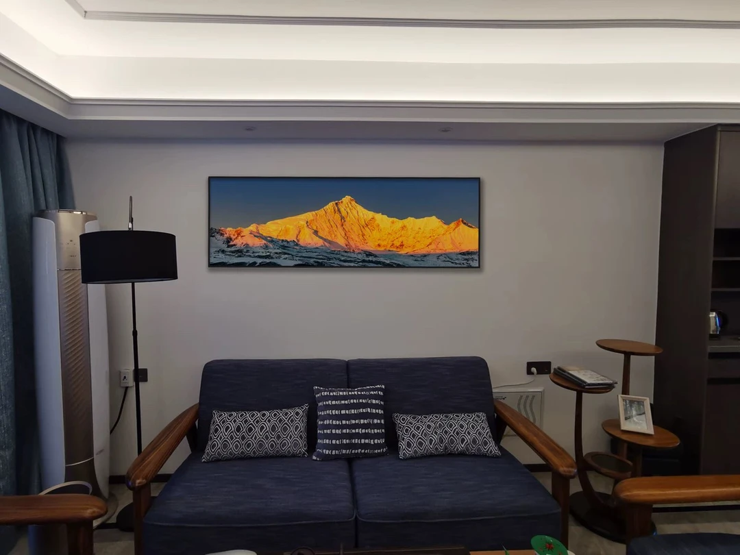 日照金山客厅沙发横版手工砂岩装饰画卧室床头办公室背有靠山挂画